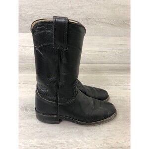 Justin Western Boots Women's US 5B Black Leather Round Toe Casual Mid-Calf Boots